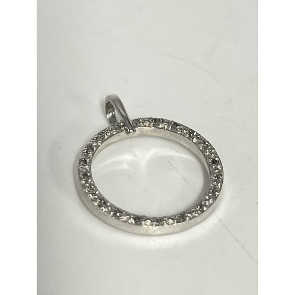 10k Diamonds White Gold Hoop Pendant & Necklace 18" - Picture 5 of 9